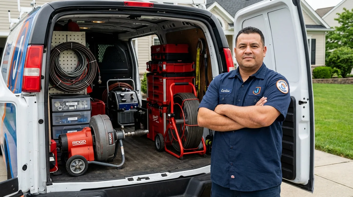 Professional drain cleaning equipment and Johns Plumbing LLC plumber in Buckner
