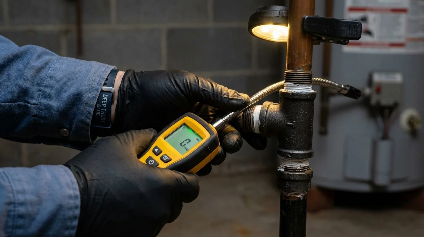 Gas leak detection with electronic sniffer by Johns Plumbing LLC in Buckner