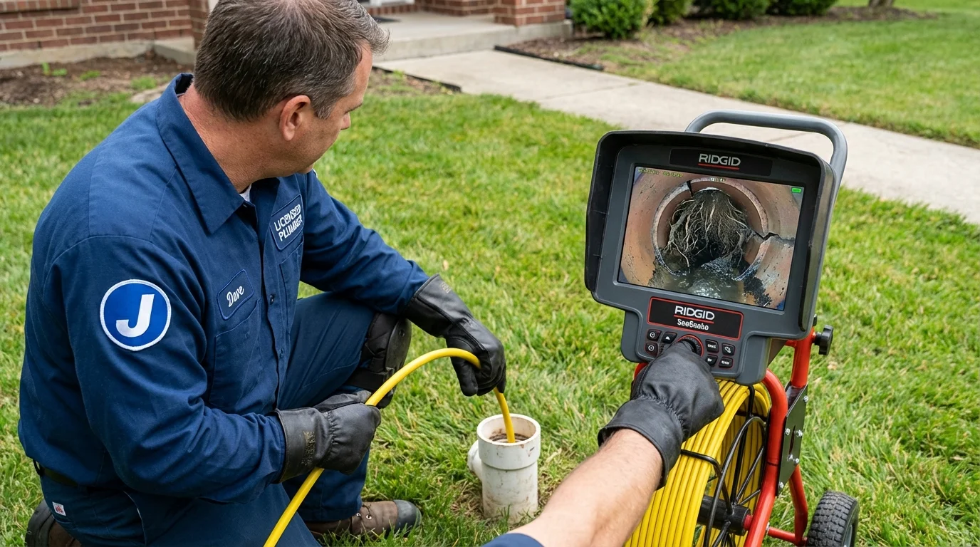 Sewer camera inspection being performed by Johns Plumbing LLC in Buckner