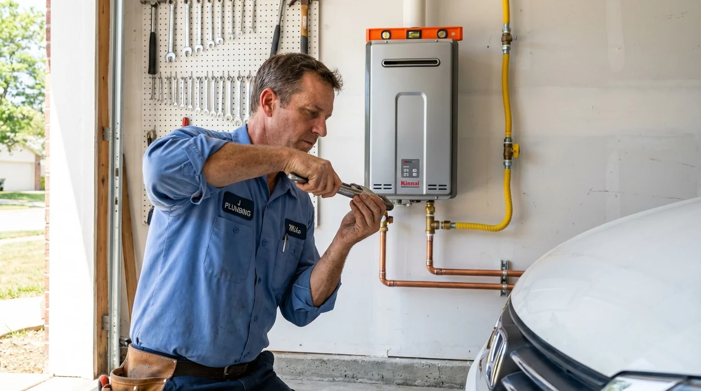 Tankless water heater installation by a Johns Plumbing LLC plumber in Buckner